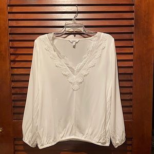 White blouse with laced collar from Express. Size Medium.